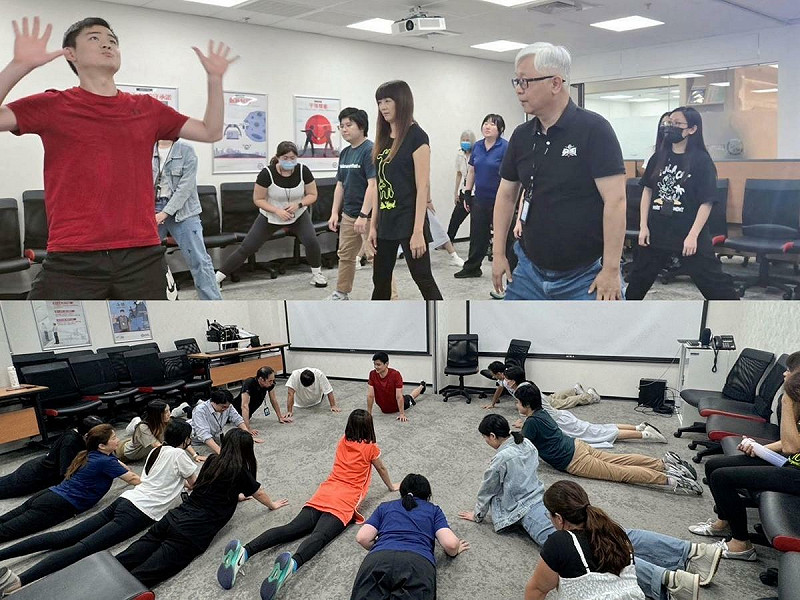 台灣順豐推動健康促進計畫，總經理潘逸俊（上右1）與同仁一起健身，展現企業對健康文化的重視。   圖/台灣順豐