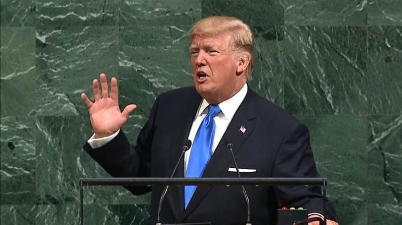 美國總統川普19日在聯合國大會提出警告，除非北韓在核子僵局中退讓，否則美國就不得不將北韓「徹底摧毀」。   圖：翻攝川普臉書