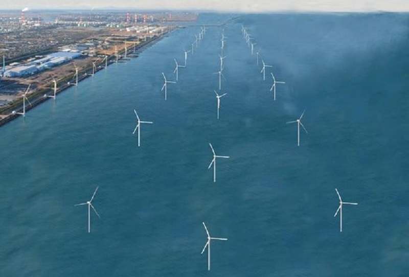 「大規模洋上風力發電所.mgsite鹿島」茨城県縣的計畫完成時的形象圖。   圖：取自Windpower Group茨城官網