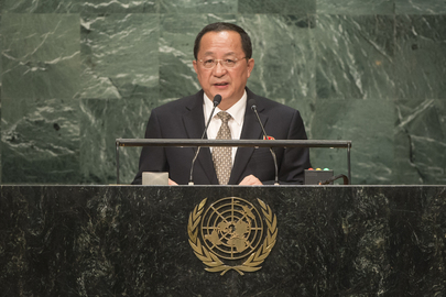 朝鮮外長李勇浩出席第72屆聯合國大會，目前正在紐約訪問。   圖：翻攝聯合國官網/Cia Pak