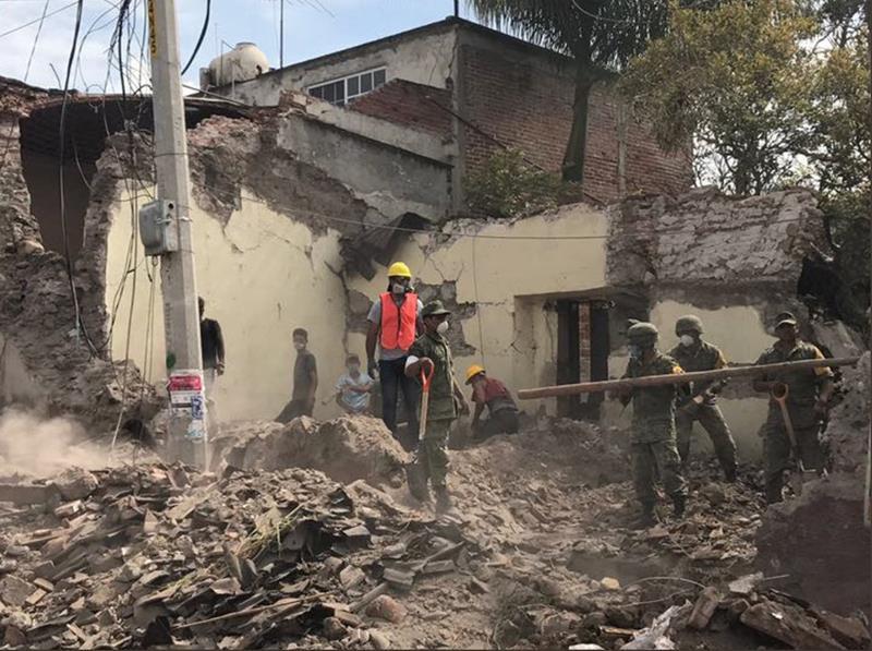 墨西哥當地時間本月19日下午發生芮氏規模7.1強震，目前已造成250人死亡。   圖 : 取自墨西哥國防部推特twitter.com/SEDENAmx