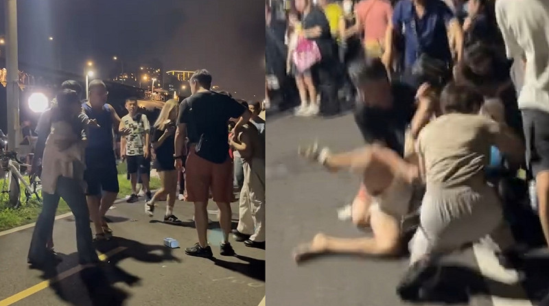 新北市大稻埕煙火施放後,現場竟爆發暴力衝突事件。 翻攝 網路畫面