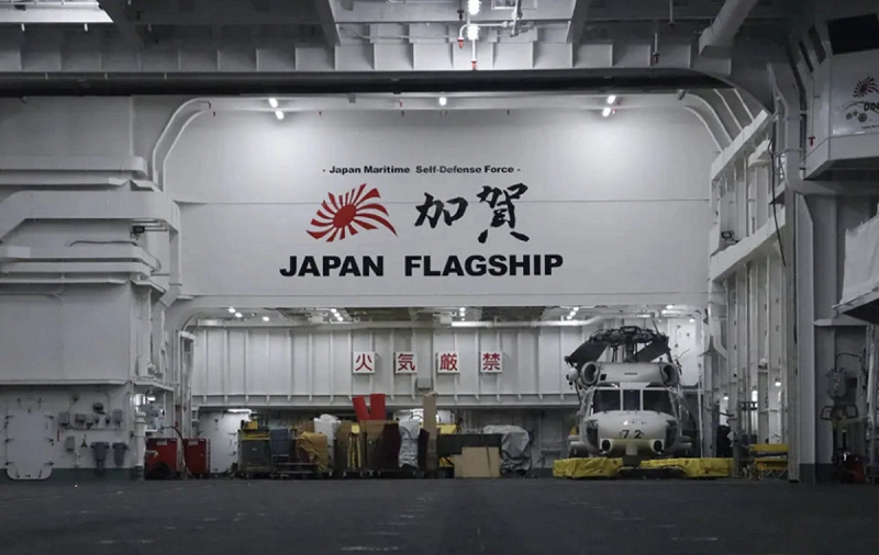 日本海上自衛隊「加賀」號直升機航母展示艦內場景。 圖:翻攝自 hawk26講武堂