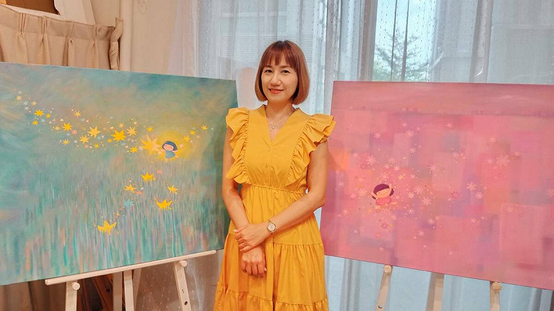 顏薏芬希望將筆下「小磨菇」的樂觀、幸福、充滿正面能量的生命力傳播給每一個人。 圖:孫家銘攝