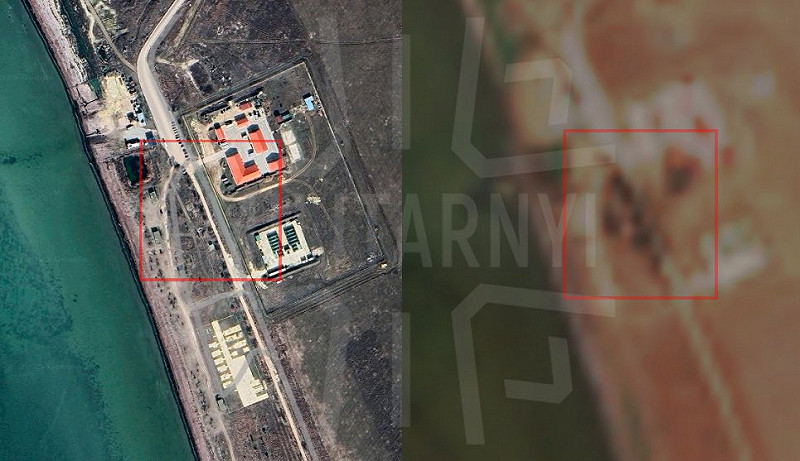 新型 FP-5「火鶴」長程巡弋飛彈摧毀俄軍氣墊艇基地與建築。   圖：翻攝自 X