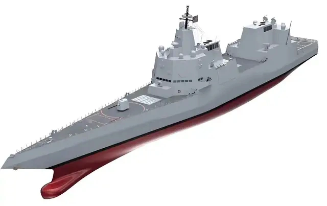  DDGX 驅逐艦 3D效果圖。 圖：翻攝自 騰訊新聞@海事先鋒 