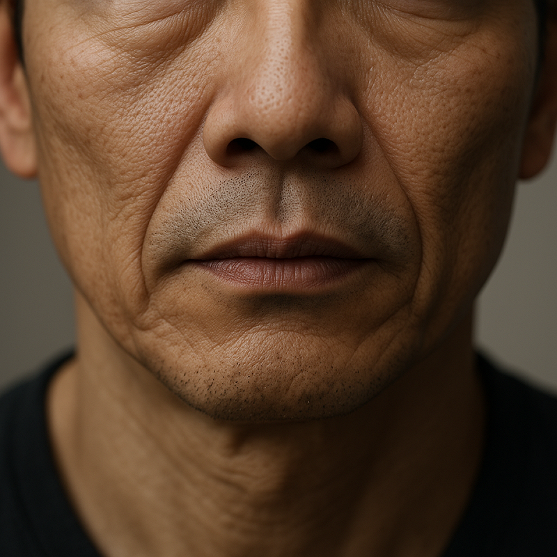 黃軒提醒，法令紋不僅象徵老化，更是健康警訊，可能反映壓力、牙齒或代謝問題，應學會讀懂臉上訊號。   圖：ChatGPT　AI生成  / 曾郡秋 製