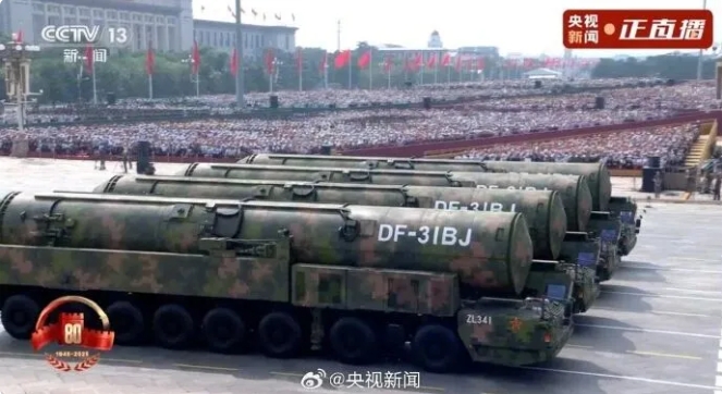 中國的東風-31BJ導彈。 圖 : 翻攝自央視直播