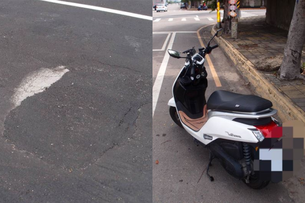 台中王姓婦人騎車輾坑洞摔車身亡，蔡姓女兒獲國賠152萬2027元。   圖：警方提供