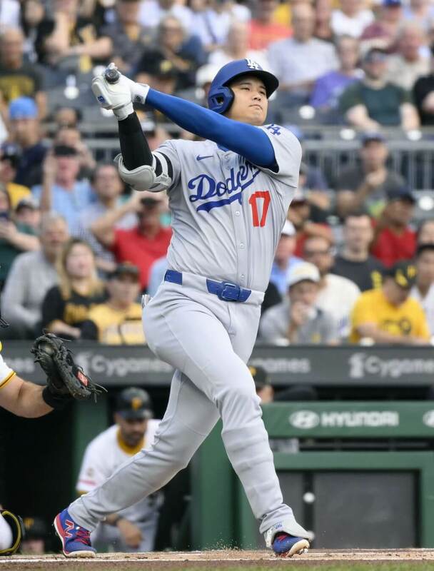 MLB洛杉磯道奇日籍球星大谷翔平3日對匹茲堡海盜任第一棒兼指定打擊，因身體不適取消登板。（共同社）   