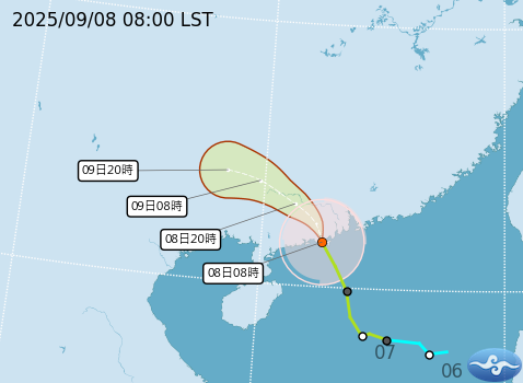 受到「輕颱塔巴」外圍水氣影響，今(8)日和明(9)日各地雲量稍增，北台仍偏熱，不定時有局部短暫降雨。   圖：取自氣象署