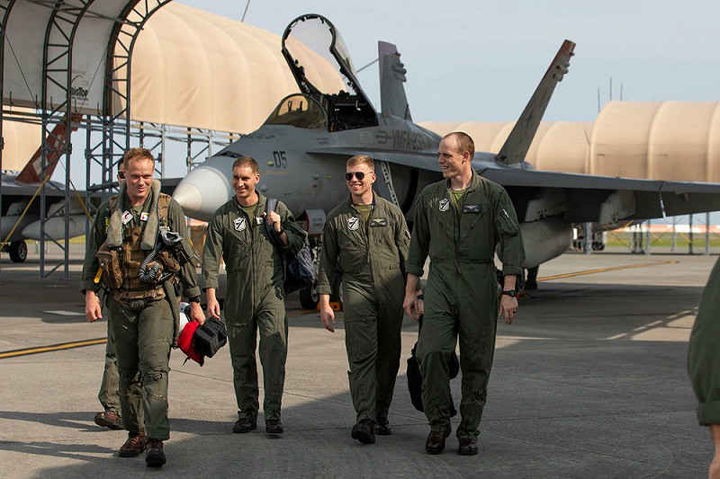 駕駛大黃蜂戰機的美國海軍陸戰隊第 232 戰鬥攻擊中隊（VMFA-232）。 圖：擷取自《騰訊網》 