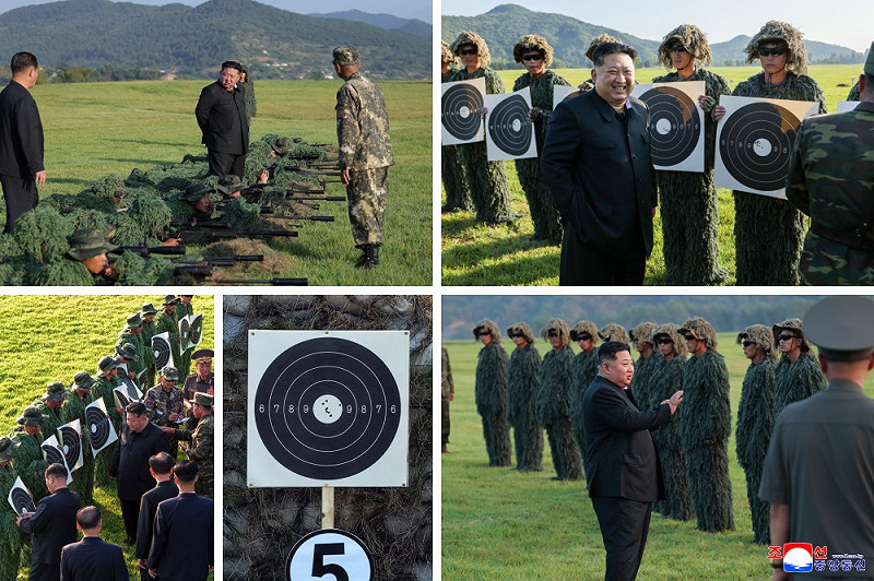 金正恩觀摩了首都警備司令部所屬狙擊手部隊和中央安全機關特別機動隊狙擊手部隊的射擊比賽。 圖:翻攝自《朝中社》 金正恩觀摩了首都警備司令部所屬狙擊手部隊和中央安全機關特別機動隊狙擊手部隊的射擊比賽。 圖:翻攝自《朝中社》