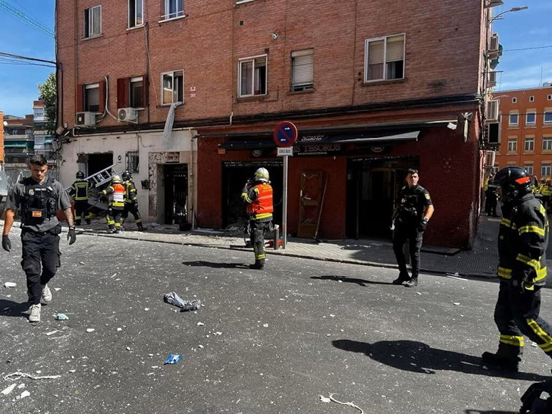 西班牙馬德里1間酒吧13日爆炸造成25人受傷，其中3人傷勢嚴重。（Madrid Emergency Services, Handout via 路透社）   