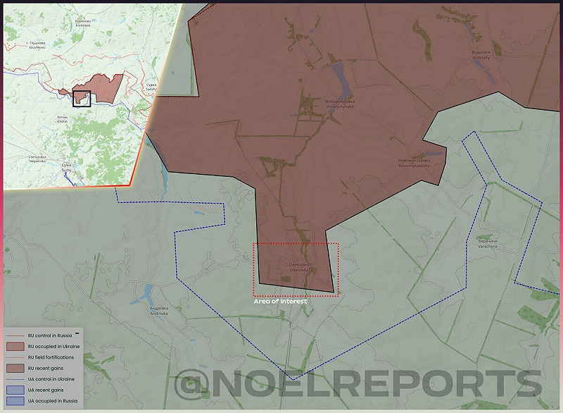  蘇梅突出部俄軍面臨被合圍的風險。圖：翻攝自 X《Noelreport》