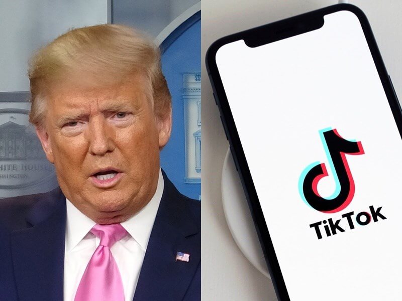 美國總統川普（左）與TikTok。（左圖中央社檔案照片，右圖取自Pixabay圖庫）   圖：中央社提供