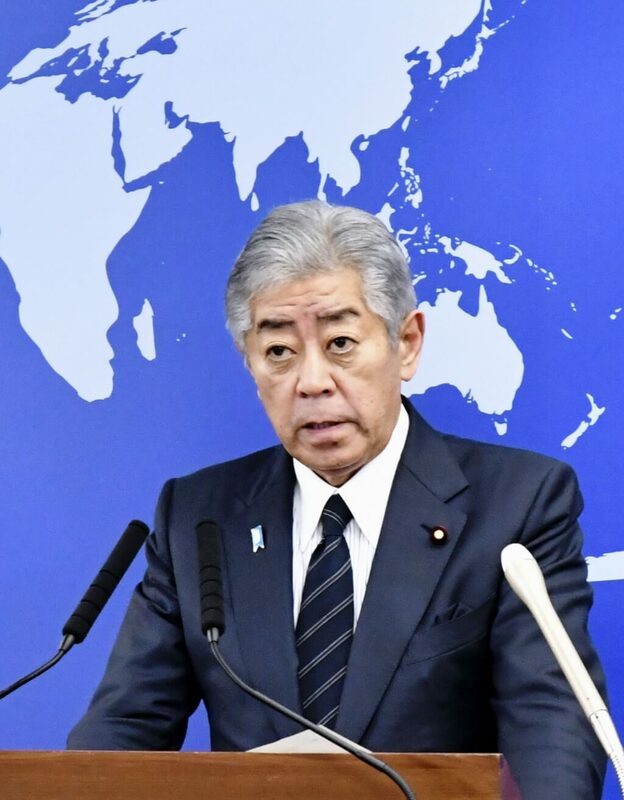 日本外務大臣岩屋毅19日在記者會上表示，日本的方針是暫緩承認巴勒斯坦國。（共同社）   