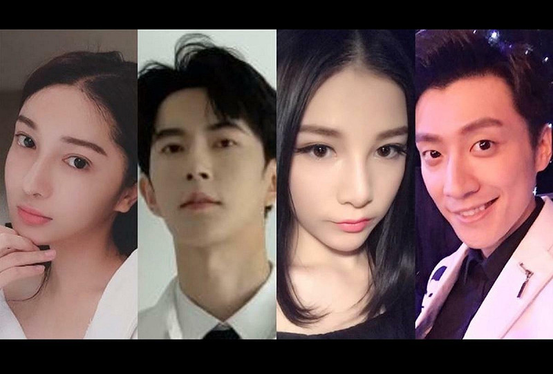 近期有網友發現，除了于朦朧(左二)外，中國男歌星喬任梁(右一)、新疆女歌手本兮(右二)以及女演員任嬌(左一)等年輕中國演藝圈人士也在最近數年內「離奇死亡」，質疑類似事件可能已經多次發生，「一次是悲劇，四次就是模式」。   圖：翻攝自 @GuanviewView X 帳號