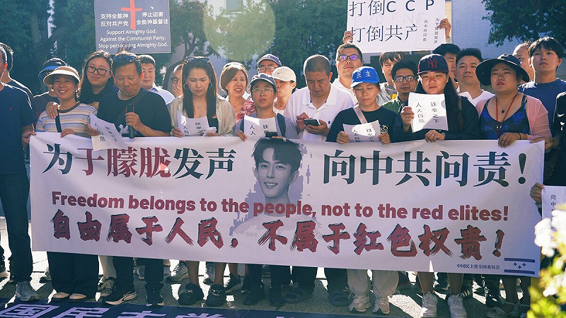 海外華人聲援于朦朧案。   圖：翻攝自 X《Ende Chen》