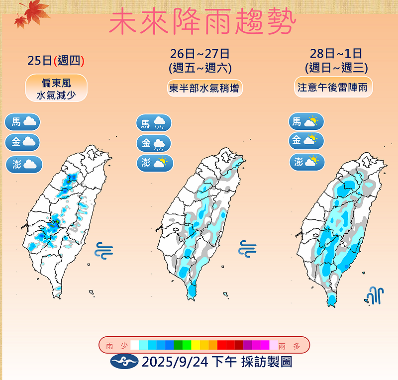未來一週降雨趨勢。   圖：中央氣象數／提供
