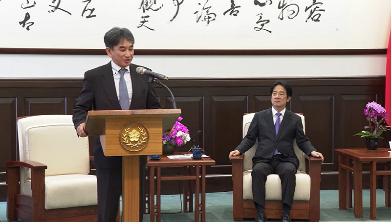 賴清德總統24日下午於總統府接見日本立命館大學教授垂秀夫一行。   圖：截自「YouTube」presidentialoffice