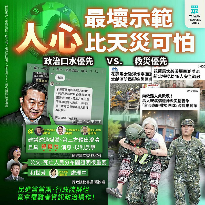 民眾黨怒轟民進黨團群組還造搞政治口水   圖：民眾黨團臉書