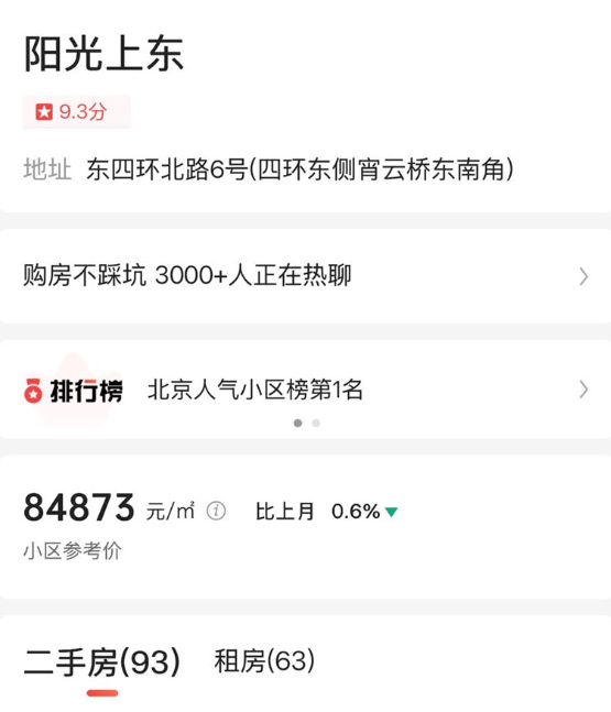 于朦朧墜樓的「陽光上東」社區，在事件過後竟多達93戶住戶同時拋售。   圖：翻攝自房天下官網