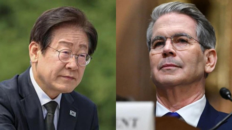 南韓總統李在明週三在紐約會見美國財政部長史考特·貝森特（Scott Bessent）時，間接批評美方施壓策略，強調任何協議都應符合商業邏輯，避免迫使南韓簽署可能破壞經濟穩定的方案。   圖:翻攝自X(新頭殼合成)