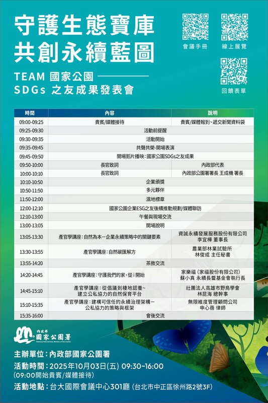 Team 國家公園－守護生態寶庫共創永續藍圖海報。   圖：國家公園署提供