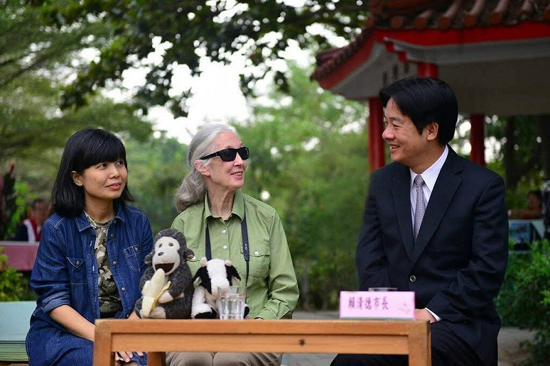 賴清德說，珍古德博士不僅是時代的巨人、也是守護自然的善良天使。   圖：翻攝自賴清德臉書
