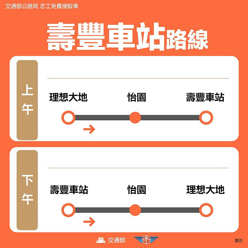 接駁專車-壽豐車站路線 圖:交通部公路局/提供