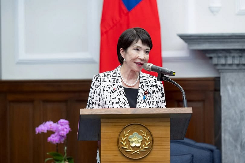 第29屆日本自民黨總裁選舉結果出爐，前經濟安全保障大臣高市早苗以明確優勢勝出，成為自民黨首位女性總裁。   圖：總統府/提供（資料照）