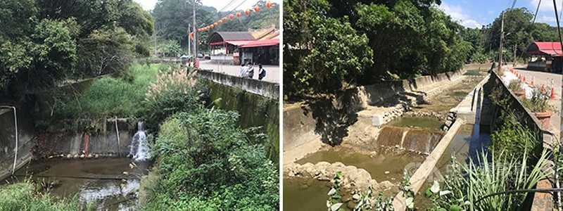 農業部農村發展及水土保持署近幾年在推動防洪治水工程時，會導入自然解方（NbS）的做法。於苗栗縣後龍溪支流沙河溪進行取水堰切口工程，新設7座砌石固床工，分攤取水堰開口所增加的坡度位能，改善颱洪時期河道淤積，形成多階跌水深潭區出現，形成魚類友善棲地，還給國寶魚飯島氏銀鮈安心生活的空間。   圖：擷自農村水保署網站