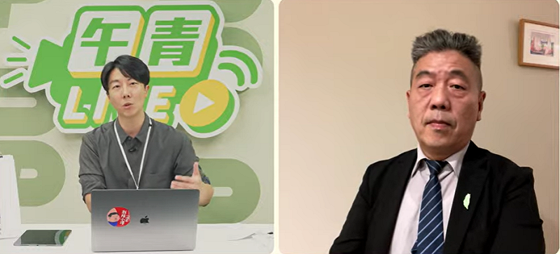 民進黨發言人吳崢與國防院戰略所長蘇紫雲今(13)日在直播節目《午青LIVE》連線。   圖：擷自直播畫面