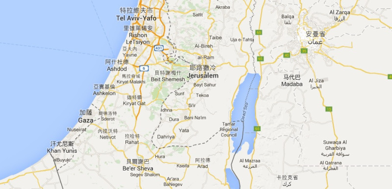 以色列地圖。翻攝自google 地圖。   