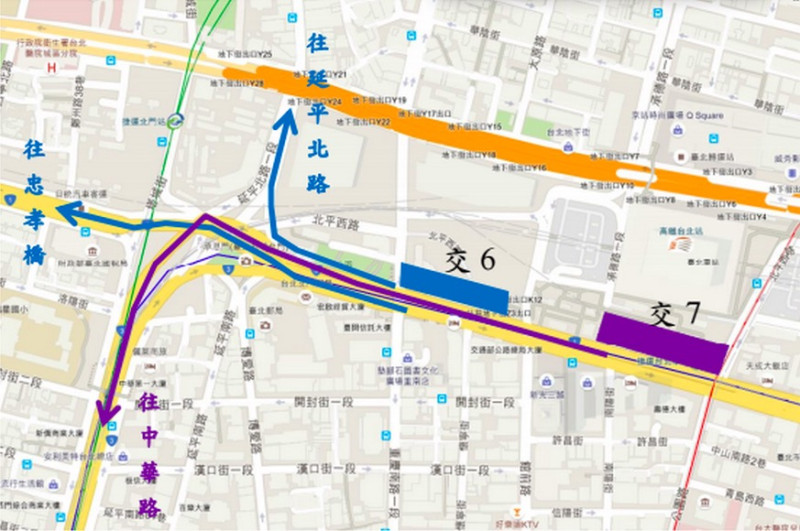 北市公運處表示，未來將增加台北車站站前公車停靠站區，以疏散現行台北車站前公車集中停靠之情形，提升公車營運服務服務績效及忠孝東西路道路行車效率。圖：北市公運處提供。   