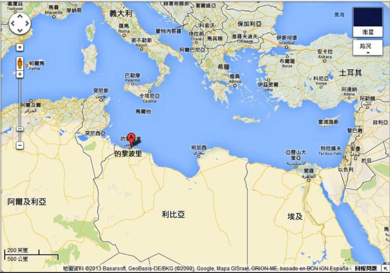 利比亞情治機關副首長諾亞(Mustafa Noah)昨(17)日在該國首都的黎波里(Tripoli)的停車場遭到綁架。圖片來源：Google Map。   