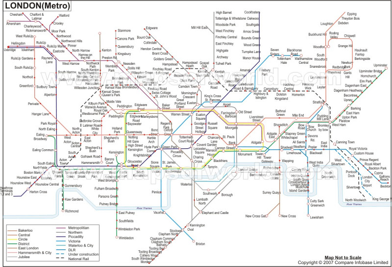 倫敦地鐵員工今天晚間9時（台北時間5日上午5時）展開48小時罷工。圖為倫敦地鐵地圖。圖片來源：翻攝自網路。   