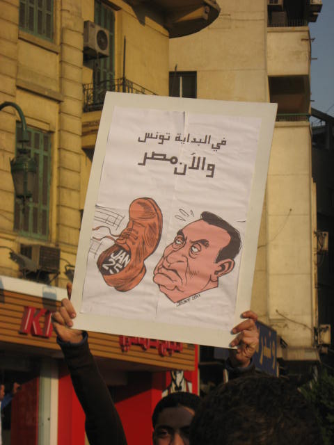 1/25埃及警察日，數萬人民上街遊行標榜 The day of revolution，要求總統穆巴拉克下臺。圖片來源:浩然基金會   