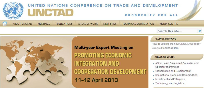 聯合國貿易和發展會議(United Nations Conference on Trade and Development，英文縮寫UNCTAD)，中文簡稱「貿發會議」。成立於1964年，是聯合國大會常設機構之一，是審議有關國家貿易與經濟發展問題的國際經濟組織。圖片來源：聯合國貿發會議(UNCTAD)官方網站首頁。   