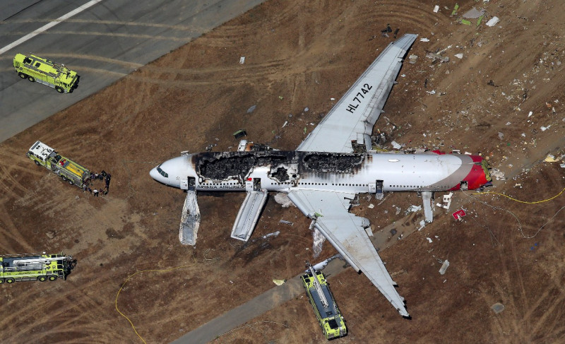 韓亞航波音777班機墜機，根據美國國家運輸安全委員會的調查結果，該班機降落當下，速度僅103海里，且因太晚發現失速問題，導致無法及時將客機爬升，數秒後便撞向海堤。圖片來源：達志影像/路透社資料照片。   