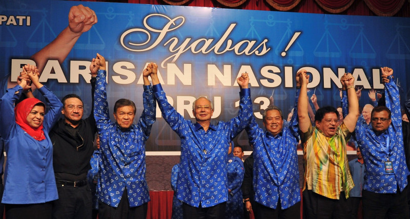 馬來西亞國會大選成績終於在5月6日淩晨4點完整出爐，執政黨國民陣線(國陣)慘勝。圖片來源：達志影像/路透社。   
