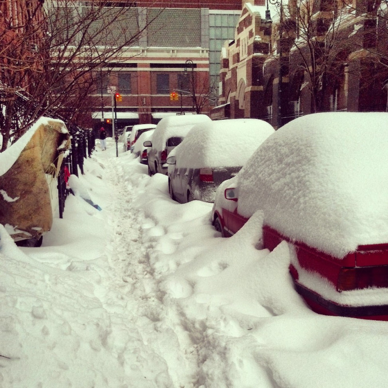美東地區於13日凌晨起受到今年入冬以來最強的暴風雪侵襲，紐約市某些地區積雪量近30公分。圖片2-1來源：NYDECO/攝。   