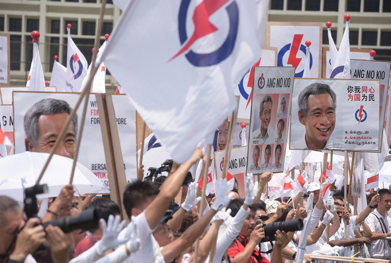 新加坡將於11日舉行大選，這是人民行動黨(PAP)在連續執政半個世紀以來首次遭遇的大挑戰。圖片來源：達志影像/美聯社   