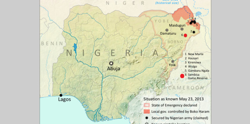 奈及利亞聯軍攻下博科聖地最後據點薩姆畢沙林（紅點處）。圖：翻攝網路   