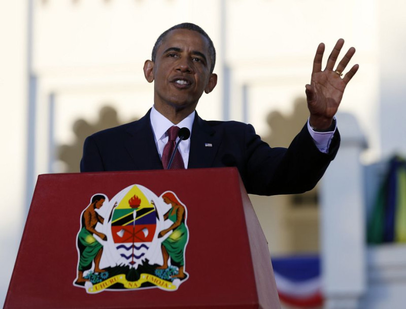正出訪非洲的美國總統歐巴馬，1日在訪問坦尚尼亞時，公開回應美國情治單位秘密監控歐盟的指控。圖片來源：達志影像/路透社。   
