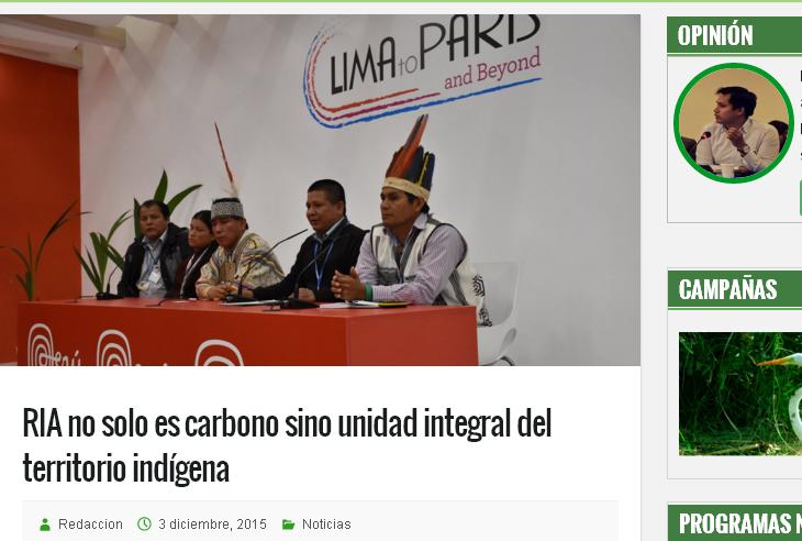 秘魯印第安人不遠千里出席聯合國氣候高峰會COP21，表達捍衛家鄉土地的決心。圖：翻攝雨林族群發展協會官網   