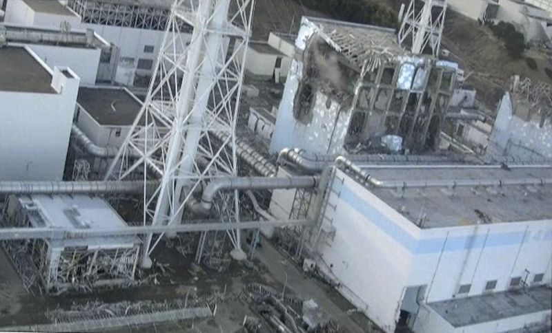日本311地震海嘯發生後，福島核電廠受創的情況。圖片來源：達志影像/路透社資料照片。   
