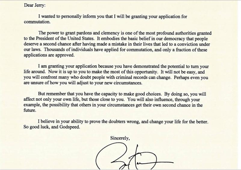 歐巴馬公開他寫給受刑人的信。圖：翻攝美國白宮官網   