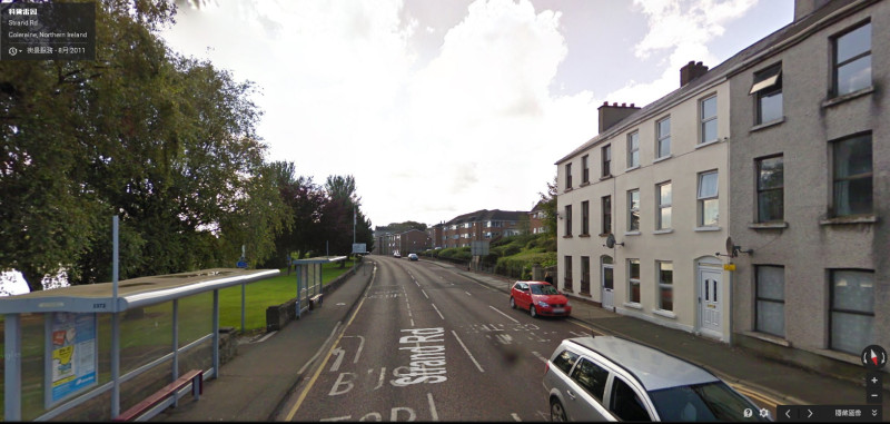 計畫倡議者戴維斯建議，讓550萬港人搬遷至北愛爾蘭的科爾雷因與倫敦德里之間。圖為科爾雷因街景。圖：翻攝自Google街景服務   